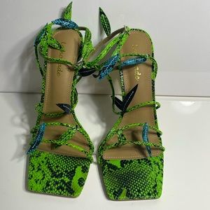 Shoes | Strappy Green Sandal Poison Ivy Heels | Poshmark